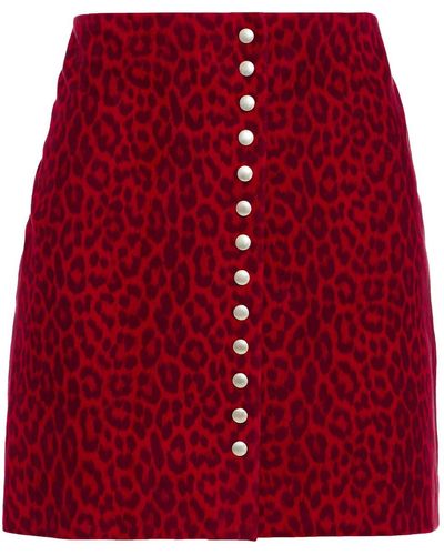 IRO Leopard-print Suede Mini Skirt - Red