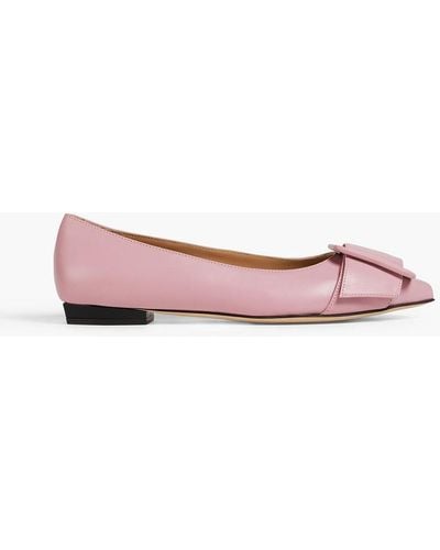 Sergio Rossi Buckled Leather Point-toe Flats - Pink