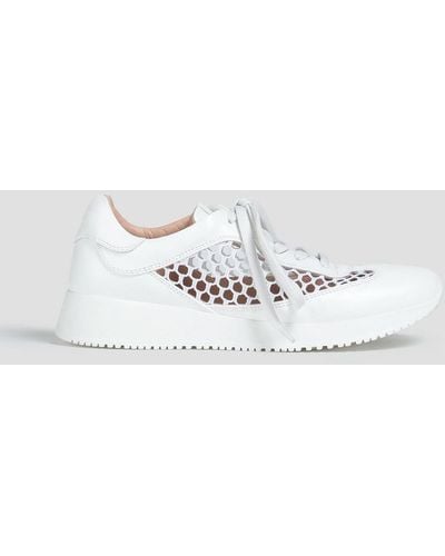 Gianvito Rossi Speedster Leather And Open-knit Trainers - White