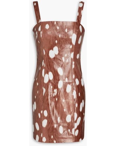 ROTATE BIRGER CHRISTENSEN Herlina Printed Faux Leather Mini Dress - Brown