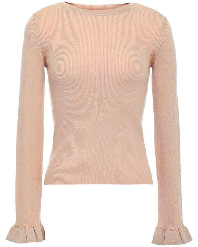 RED Valentino Ribbed Wool, Silk And Cashmere-blend Top - White