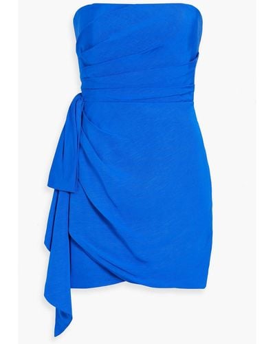 ML Monique Lhuillier Strapless Draped Shantung Mini Dress - Blue