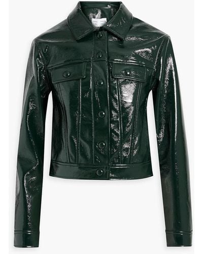 Proenza Schouler Cropped Crinkled Faux Patent-leather Jacket - Green