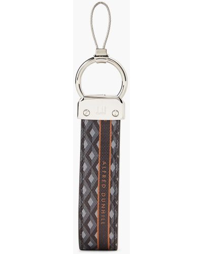 Dunhill Printed Textured-leather Keychain - White