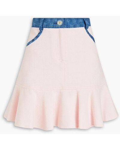 Sandro Polene Fluted Bouclé-tweed Mini Skirt - Pink