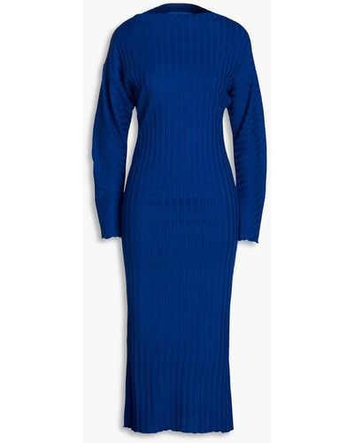Simon Miller Zippie Ribbed Jersey Midi Dress - Blue