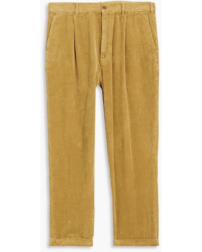 Alex Mill Pleated Cotton-corduroy Pants - Yellow