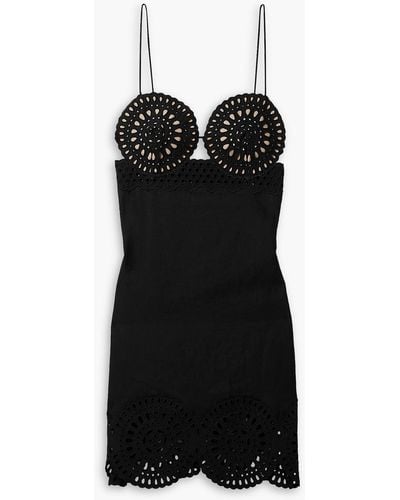 Stella McCartney Broderie Anglaise And Twill Mini Dress - Black