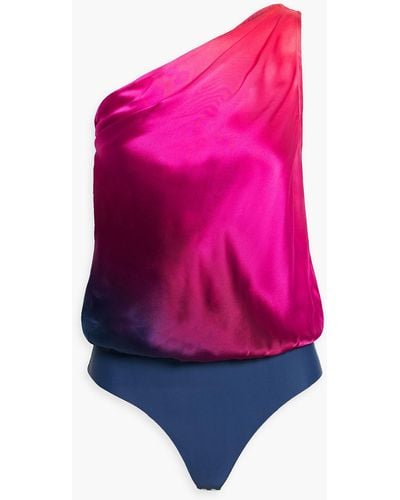Cami NYC Darby One-shoulder Dégradé Silk-satin Bodysuit - Pink