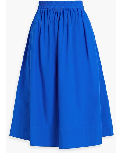 Alex Mill Gathered Cotton-poplin Midi Skirt - Blue