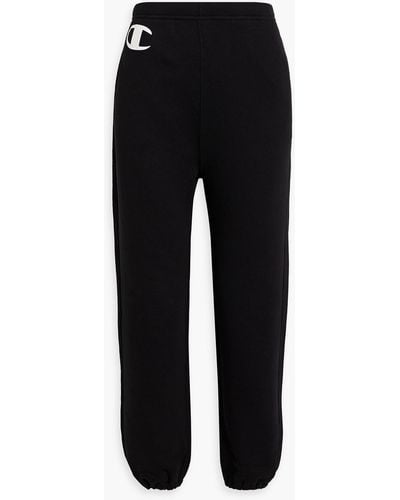 Nili Lotan Printed French Cotton-terry Track Trousers - Black