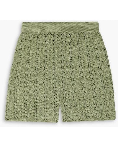 Savannah Morrow Lizzie Crocheted Pima Cotton Shorts - Green