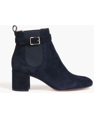 Gianvito Rossi Buckled Suede Ankle Boots - Blue