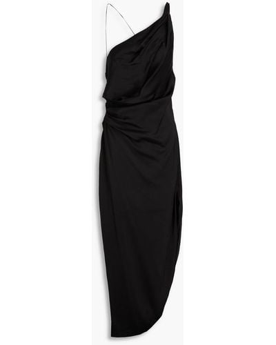 Rachel Gilbert Xandra Draped Satin Maxi Dress - Black