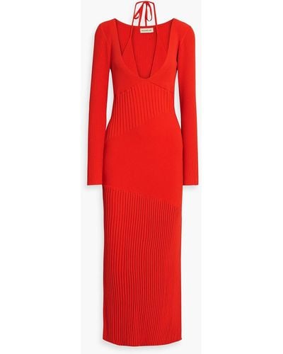 Nicholas Aman Laye Ribbed-knit Maxi Dress - Red