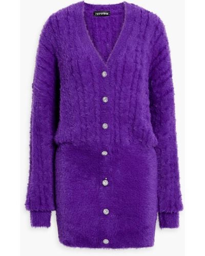 retroféte Tala Brushed Ribbed And Cable-knit Mini Dress - Purple