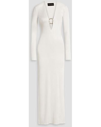 Louisa Ballou Ring-embellished Stretch-jersey Maxi Dress - White