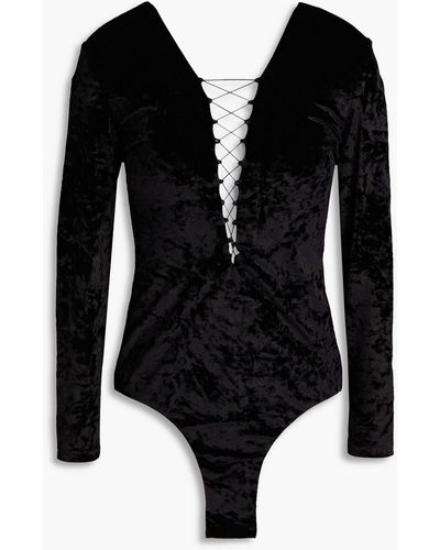 Off-White c/o Virgil Abloh Lace-up Chenille Bodysuit - Black