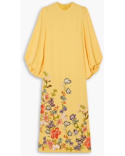Costarellos Zinnia Embroidered Crepe Gown - Yellow