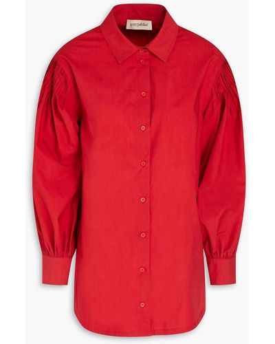 Gentry Portofino Pintucked Cotton-poplin Shirt - Red
