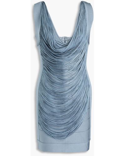 Hervé Léger Fringed Bandage Mini Dress - Blue