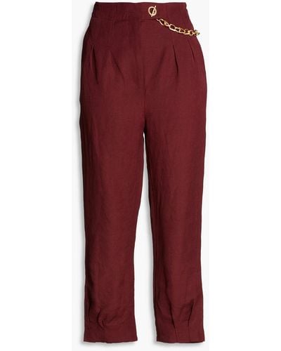 Aje. Annabelle Chain-embellished Linen-blend Tapered Trousers