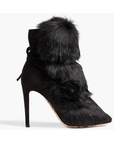 Gianvito Rossi Moritz Shearling-trimmed Suede Ankle Boots - Black