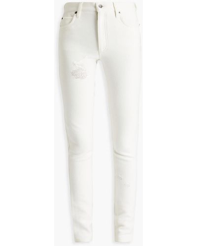 Missoni Embroidered Cotton-piqué Skinny Trousers - White