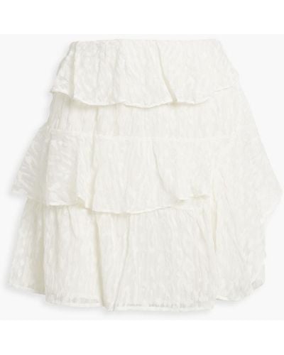 IRO Looks Tiered Devoré Silk-chiffon Mini Skirt - White