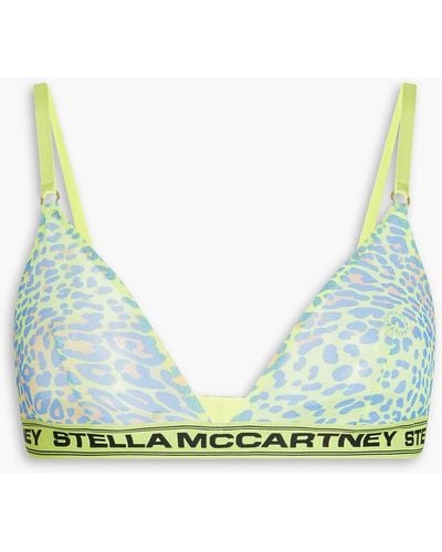 Stella McCartney Triangel-bh aus stretch-mesh mit leopardenprint - Grün