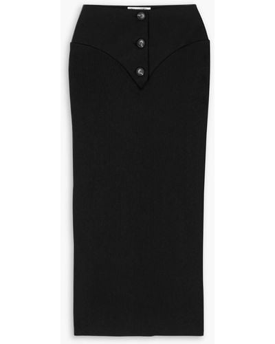 Renaissance Renaissance Twill-paneled Jersey Midi Pencil Skirt - Black