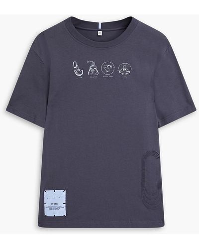 McQ Embossed Printed Cotton-jersey T-shirt - Blue
