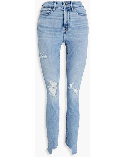 GOOD AMERICAN Good Legs Cropped Distressed High-rise Skinny Jeans - Blue