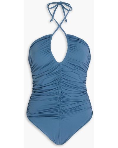 Marysia Swim Hasell neckholder-badeanzug mit raffungen - Blau