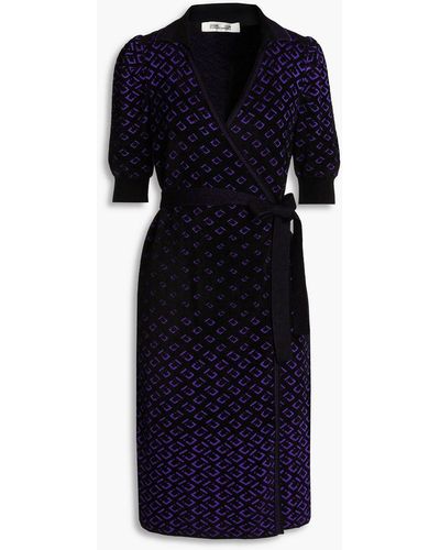 Diane von Furstenberg Jacquard-knit Wrap Dress - Blue