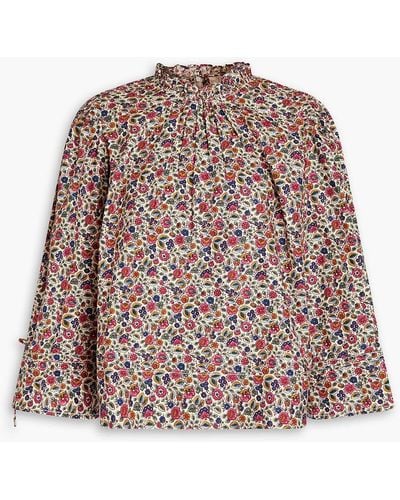 byTiMo Poppy bluse aus baumwollpopeline mit floralem print - Natur