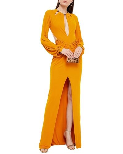Dundas Open-back Cutout Embellished Stretch-jersey Gown - Multicolour