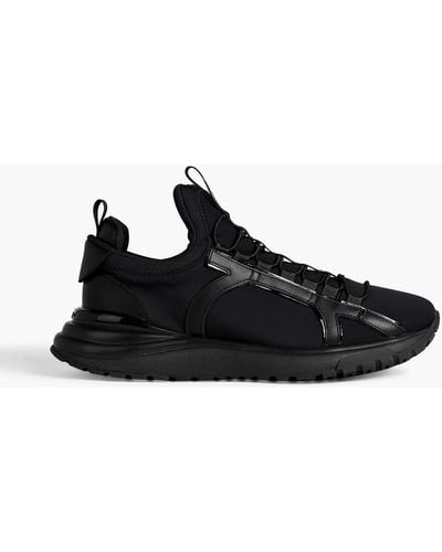 Ferragamo Shiro Stretch-knit And Leather exaggerated-sole Trainers - Black