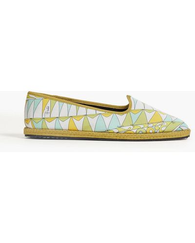 Emilio Pucci Bedruckte slippers aus glänzendem twill - Gelb