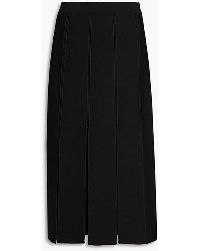 Sandro Dolce Fringed Knitted Midi Skirt - Black