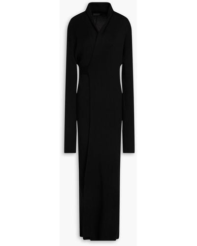 Balenciaga Ribbed Silk Maxi Wrap Dress - Black