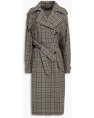 Rag & Bone Harris Prince Of Wales Checked Woven Trench Coat - Black