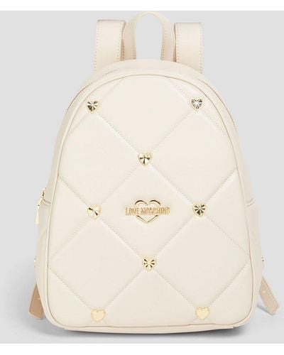 Love Moschino Embellished Faux Textured-leather Backpack - Natural