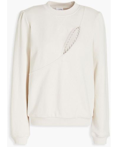 Cami NYC Haru Cutout Embellished French Cotton-terry Sweatshirt - White