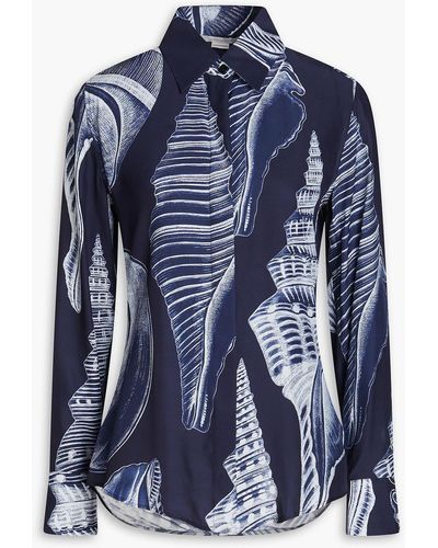 Stella McCartney Willow bedrucktes hemd aus seiden-cady - Blau
