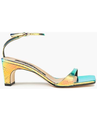 Sergio Rossi Sr1 Iridescent Snake-effect Leather Sandals - Blue