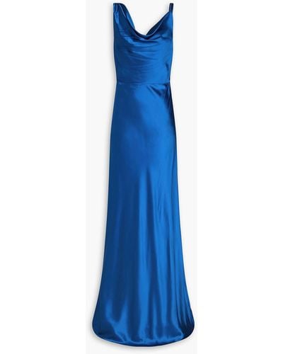Veronica Beard Sanderson Draped Silk-blend Satin Maxi Dress - Blue