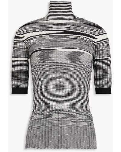 Missoni Space-dyed Ribbed Cashmere And Silk-blend Turtleneck Top - Grey
