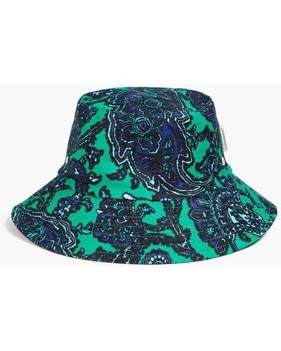 Zimmermann Printed Linen Bucket Hat - Green