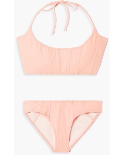 Lisa Marie Fernandez Corset neckholder-bikini aus stretch-crêpe - Pink